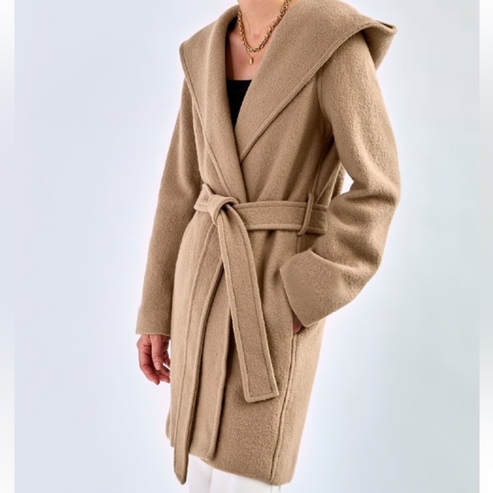 Wilfred Camel Hooded Wool-Blend Belted Trench Coat